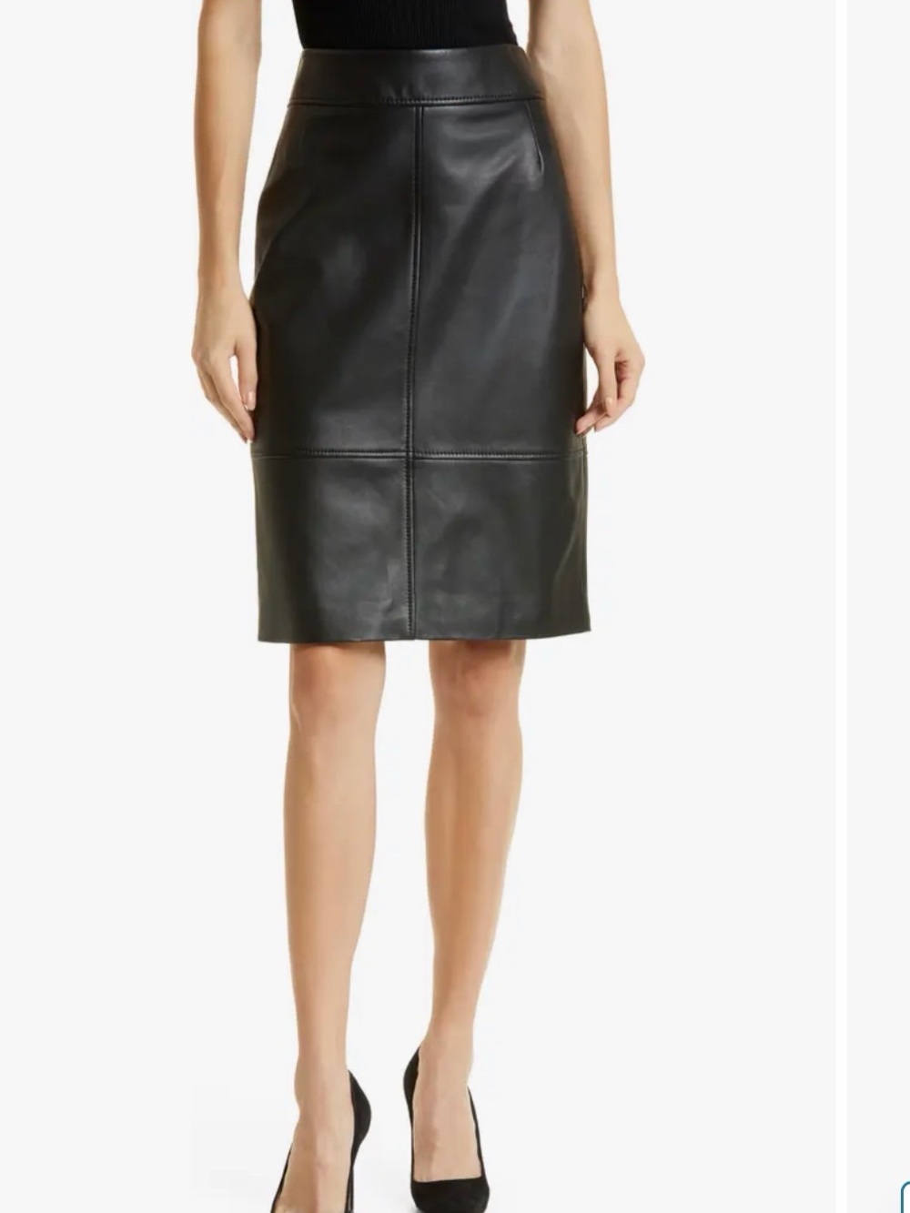 Boss Black Leather Pencil Skirt Genuine Leather